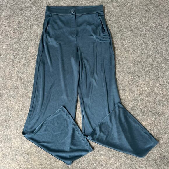 Max&Co Blue Jersey Stretch Flowing Satin Wide Leg Dress Pants/Trousers Sz Small - Picture 1 of 15